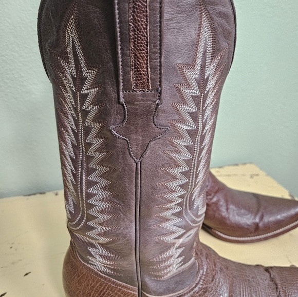 Mens Heritage Boot Co. Norman Smooth Ostrich Brown Western Boots - Picture 9 of 11